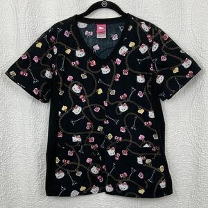 Sanrio Hello Kitty Eiffel Tower Scrub Top sz Medium